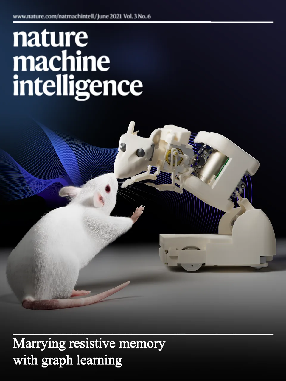Nature Machine Intelligence 机器鼠与大鼠社交交互科研封面视觉设计