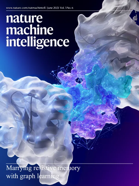 Nature Machine Intelligence AI 蛋白质位点预测概念封面设计